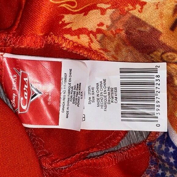 Cars 2 Lightning McQueen Flash Muscle Costume S (4-6) Incl. Muscle Arms & Hat - Picture 5 of 6